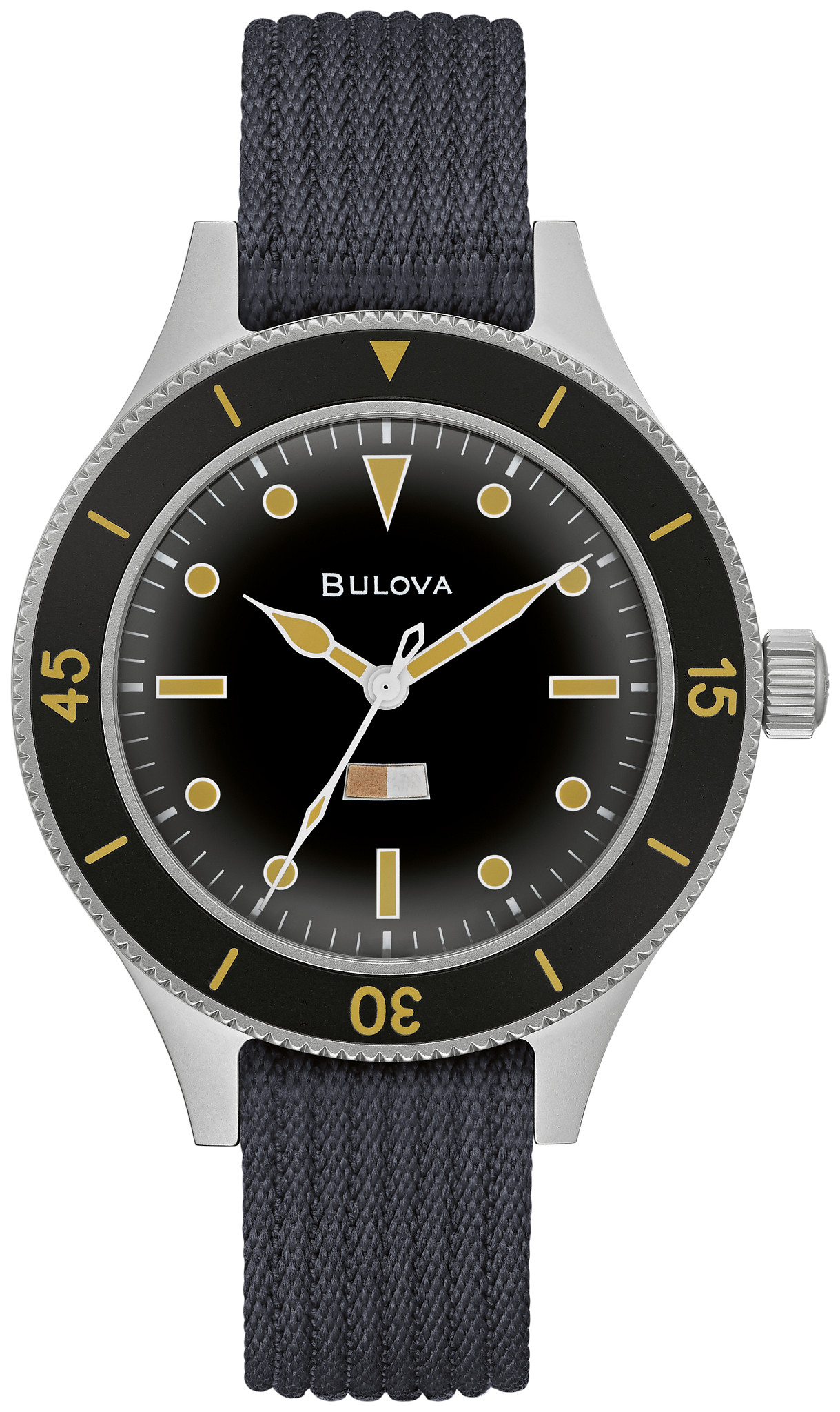 Black Dial Nylon Strap MIL SHIPS 98A266 | Bulova